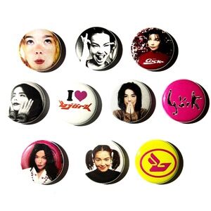 Set of 10 BJORK Metal Pinback Buttons Pins